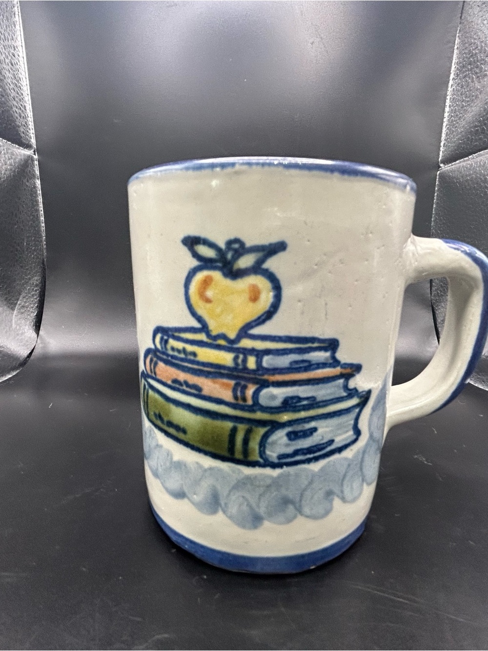 Vintage Louisville Stoneware Coffee Mug Cup Apple Books Great Teacher Gift